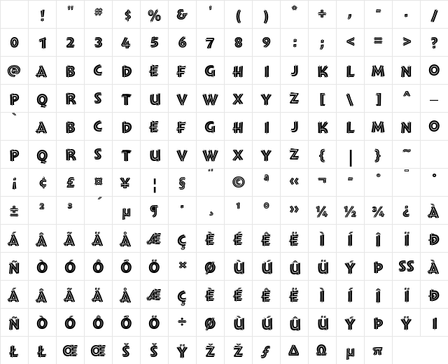 Montara Bold Initials Character Map Montara Bold Initials Character Map