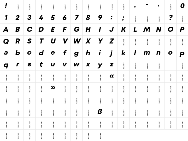 Mont Blanc-Trial Bold Italic Character Map