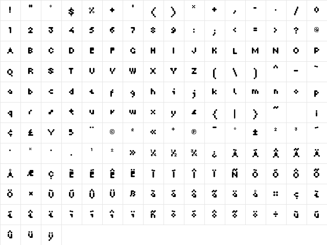 MoonbaseAlpha Regular Character Map MoonbaseAlpha Regular Character Map