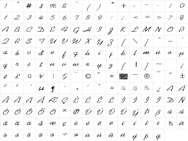 KoffeeWide Regular Character Map KoffeeWide Regular Character Map