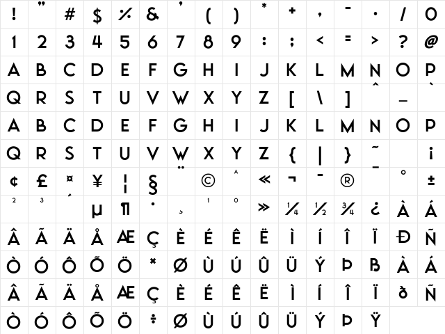 Moonrising Regular Character Map