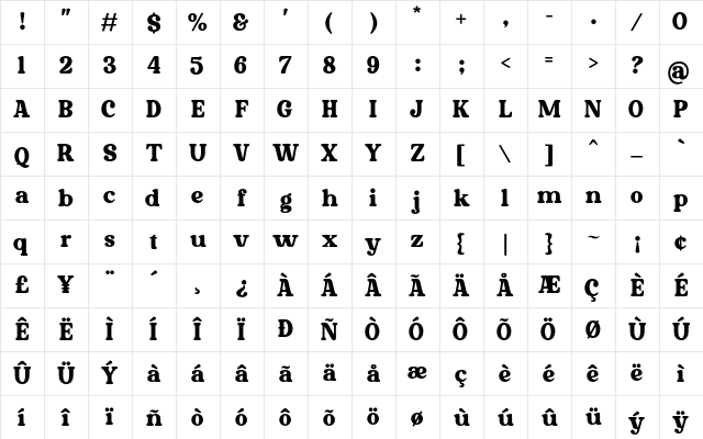 Morally Serif Regular Character Map