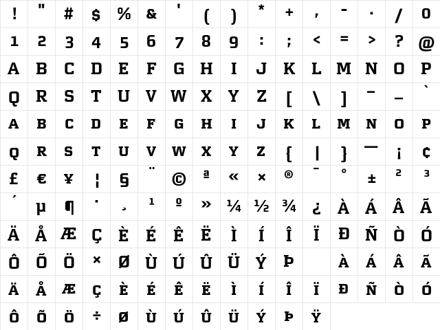 MorganAvec BoldExpert Character Map