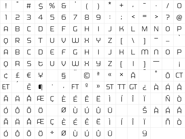 MorganBig Light Character Map MorganBig Light Character Map
