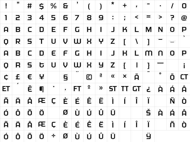 MorganBig Medium Character Map MorganBig Medium Character Map