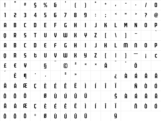 MorganPoster Bold Character Map