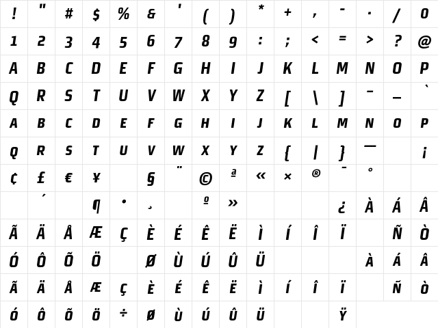 MorganSansCond Bold ItalicExpert Character Map