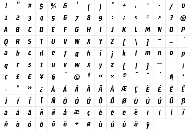 MorganSansCond Bold ItalicOffice Character Map