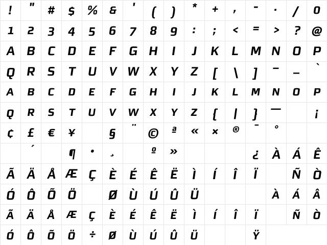 MorganSnExpert Bold Oblique Character Map