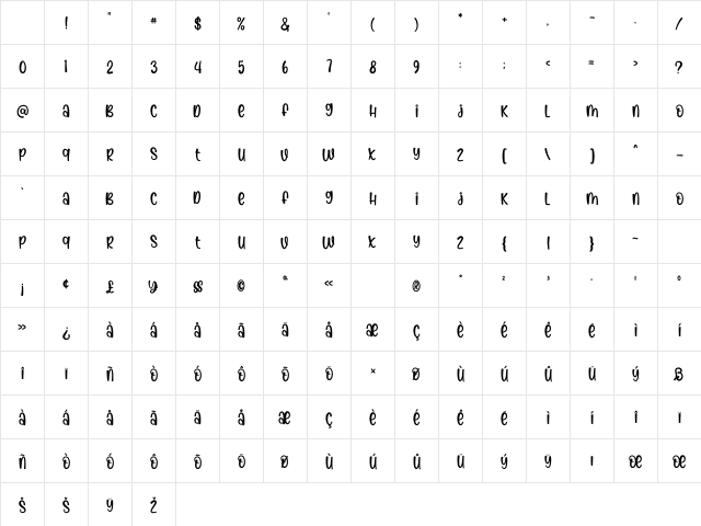 Morning Spirit Regular Character Map Morning Spirit Regular Character Map