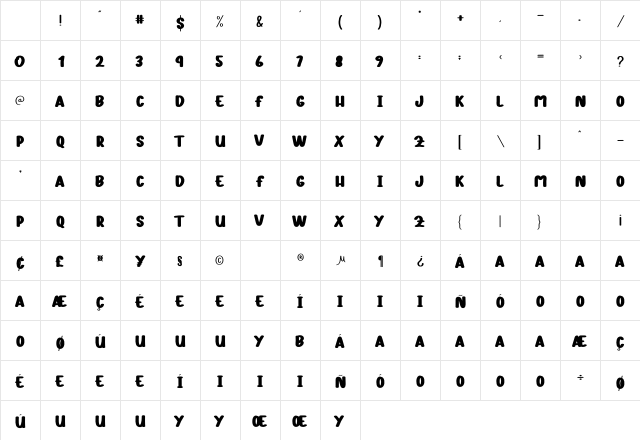 Mulberry Cake Regular Character Map Mulberry Cake Regular Character Map