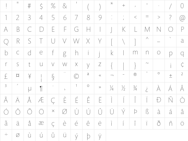 Mundo Sans Std Extra Light Character Map Mundo Sans Std Extra Light Character Map