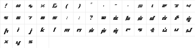 MUSASABI Regular Character Map MUSASABI Regular Character Map