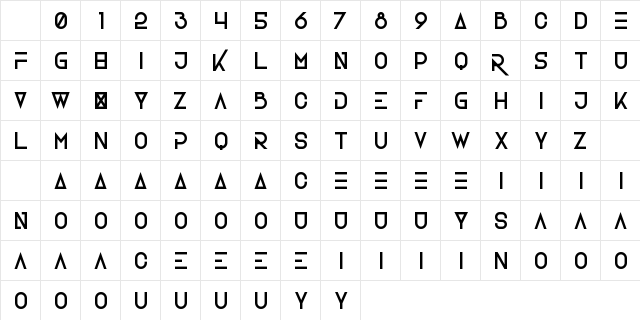 BluPurpl Regular Character Map