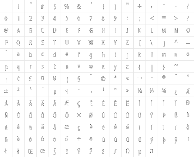 Myriad Std Sketch Character Map Myriad Std Sketch Character Map