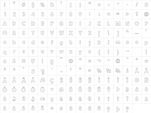 Nanami HM Outline Black Character Map