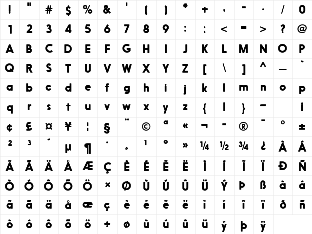 Nanami Rounded Bold Character Map