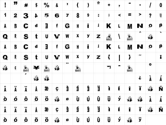 Nancy Spungen Basic Regular Character Map