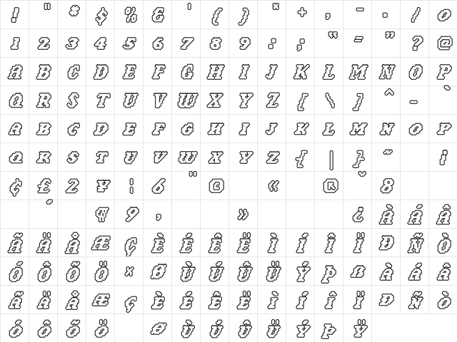 Narly Outline Character Map