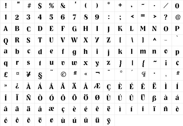 Nashvi DemiBold Character Map