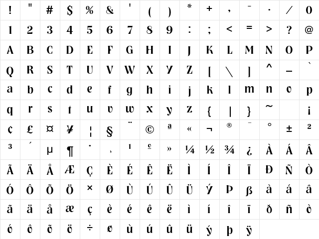 NashvilleEF Medium Character Map