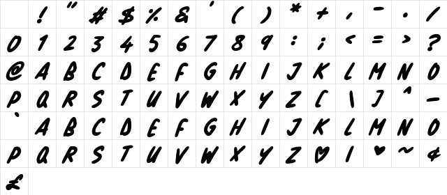 Natural Marker Italic Character Map Natural Marker Italic Character Map