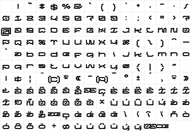 NCL Graxebeosa Demo Regular Character Map