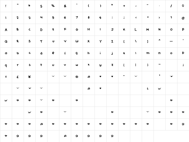 Lemons Can Fly Regular Character Map