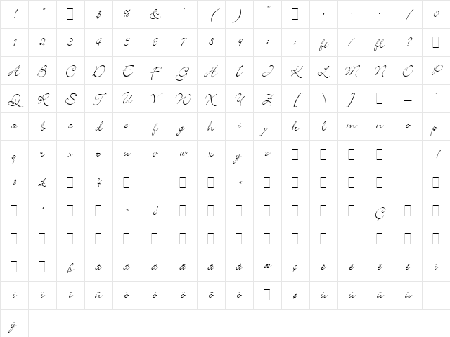 Bickley Script LET Plain Character Map