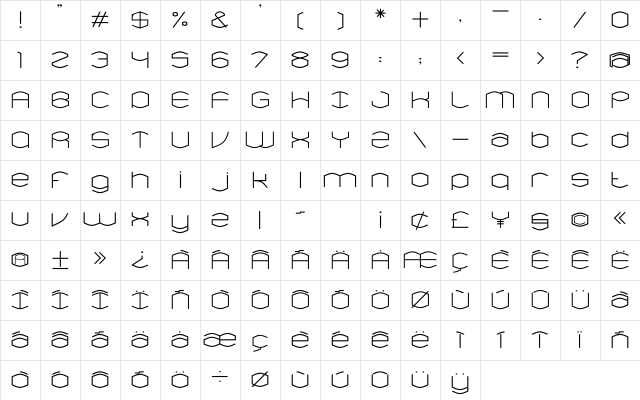 TG Ned Regular Character Map TG Ned Regular Character Map