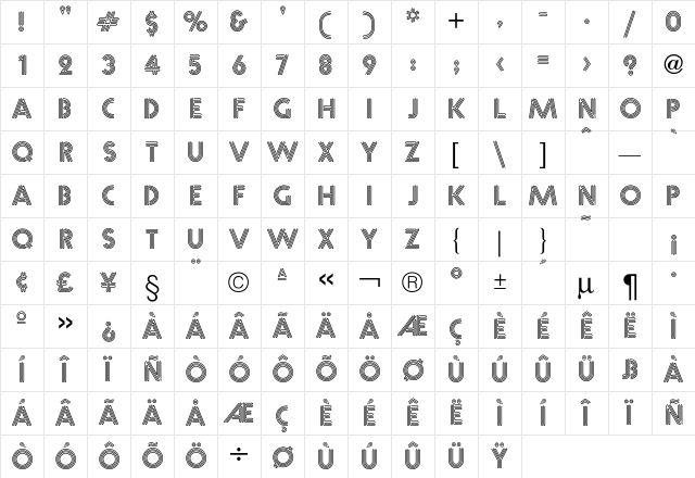 Neon Font Character Map