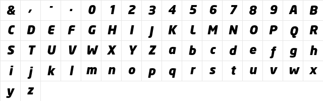 NeoSans Black Italic Character Map