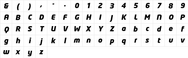 NeoTech Black Italic Character Map