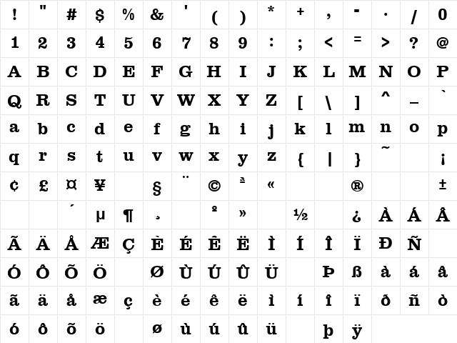 Adam's Apple 4 Regular Character Map