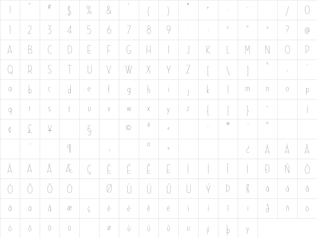 Neutraface Condensed Thin Alt Character Map Neutraface Condensed Thin Alt Character Map