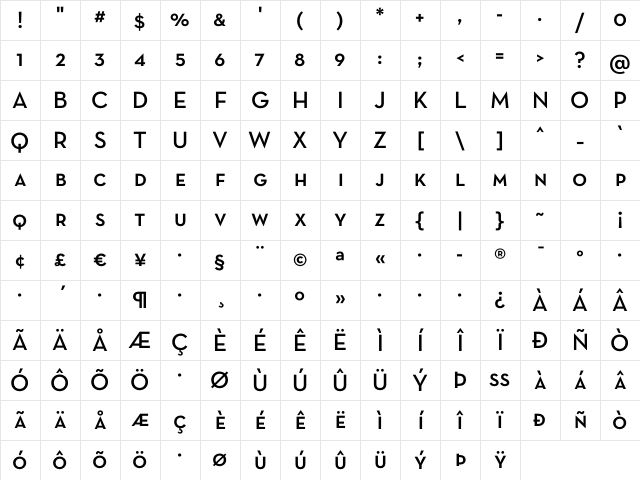 Neutra Text Light SC Alt Demi Character Map