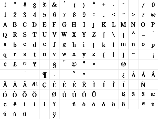 Adam's Apple 6 Bold Character Map