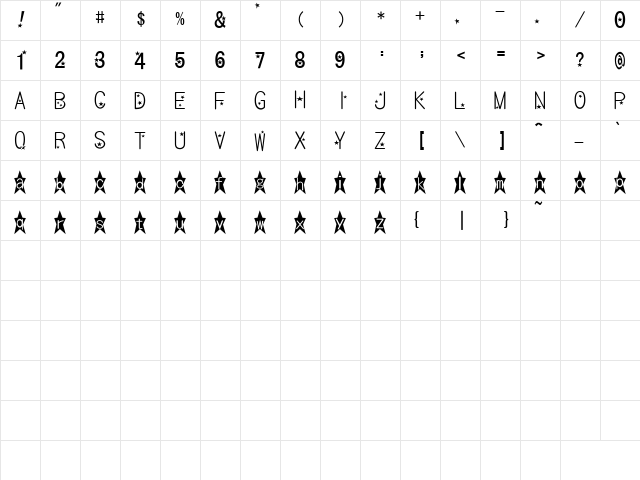 bm kirakira Regular Character Map