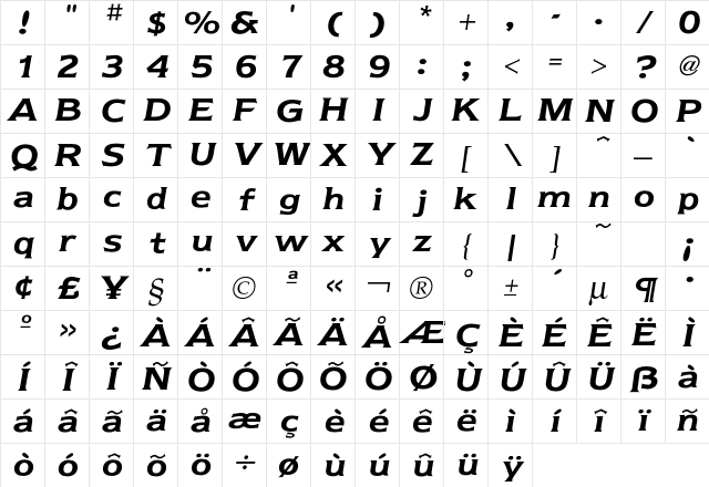 Newtext DemiItalic Character Map