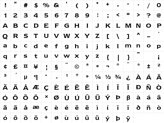 NewtextEF Demi Character Map