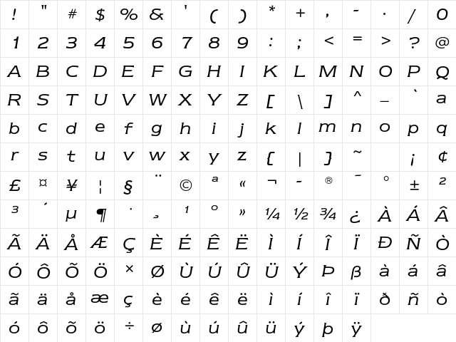 Newtext ITC Std Book Italic Character Map