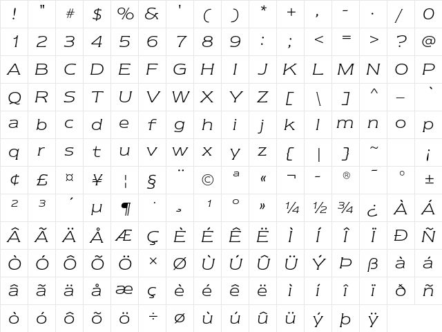Newtext ITC Std Light Italic Character Map