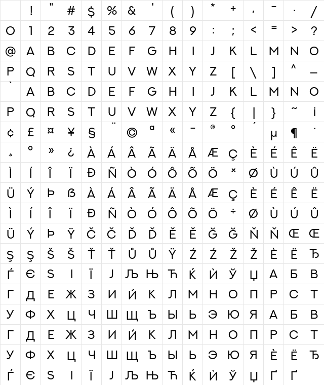 NEXT ART Regular Character Map NEXT ART Regular Character Map