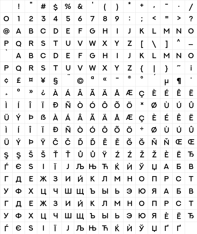 NEXT ART SemiBold Character Map