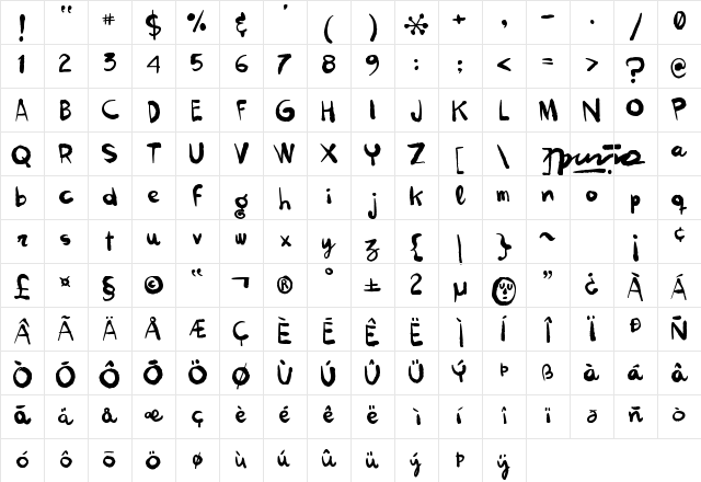 kokekoko Regular Character Map