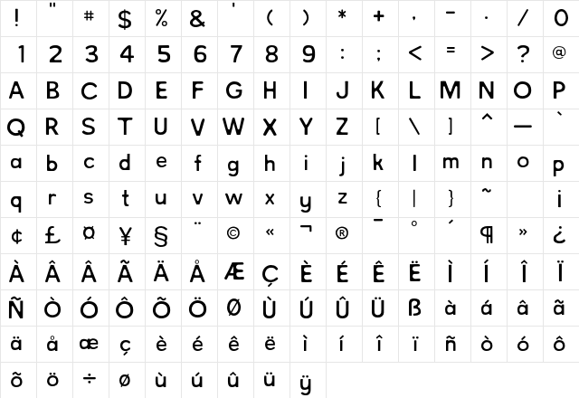 NorthBergen Light Character Map