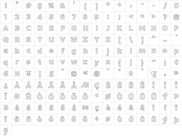 NT Marley Outline Bold Character Map