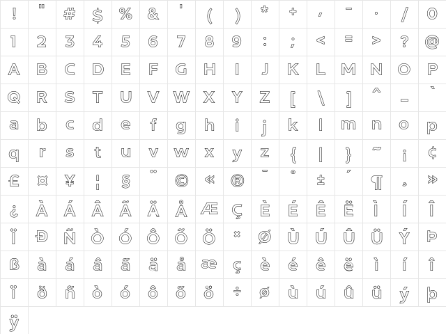 NT Marley Outline Medium Character Map