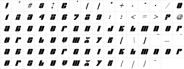 Leslet Italic Character Map Leslet Italic Character Map