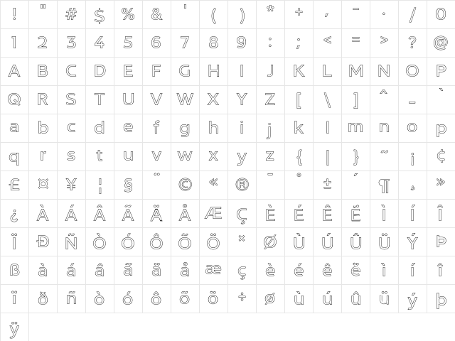 NT Marley Outline Regular Character Map NT Marley Outline Regular Character Map